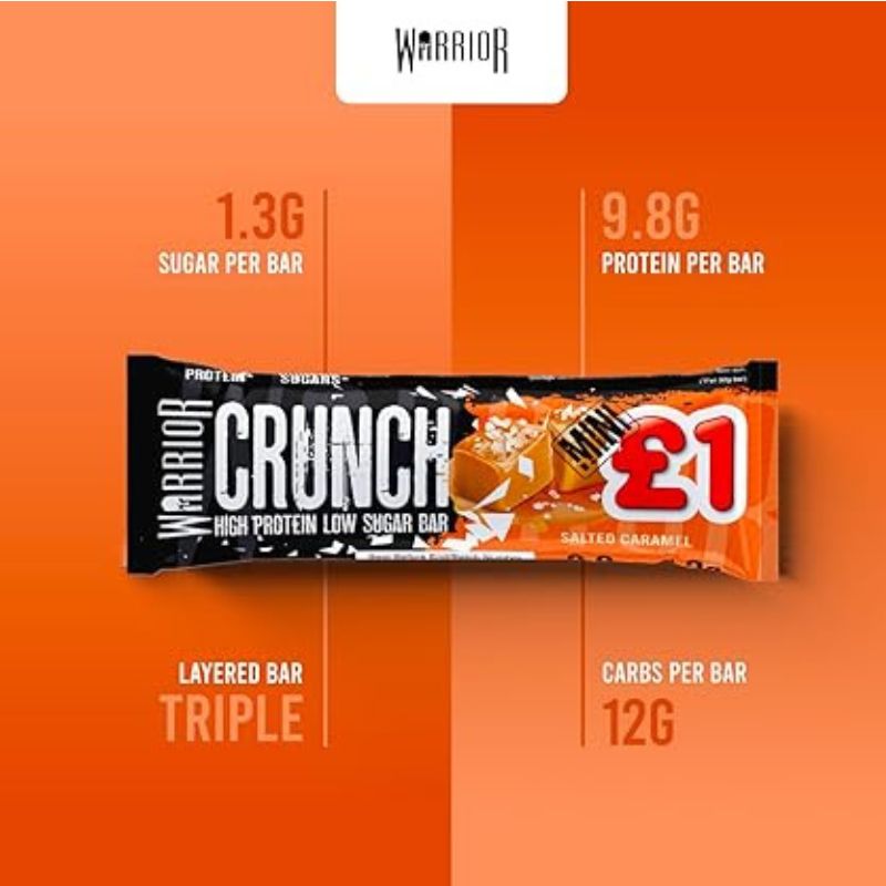 Warrior CRUNCH Mini Protein Bars 24 x 32g Bars - Salted Caramel