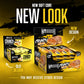 Warrior Crunch Banoffee Pie protein bar retail display graphic comparing the old design box and the new 'Soft Core' design box, with the text 'You may receive either design'.