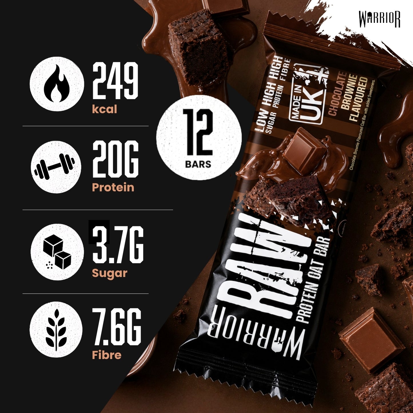 Warrior RAW Protein Oat Bars - 12 x 75g Box