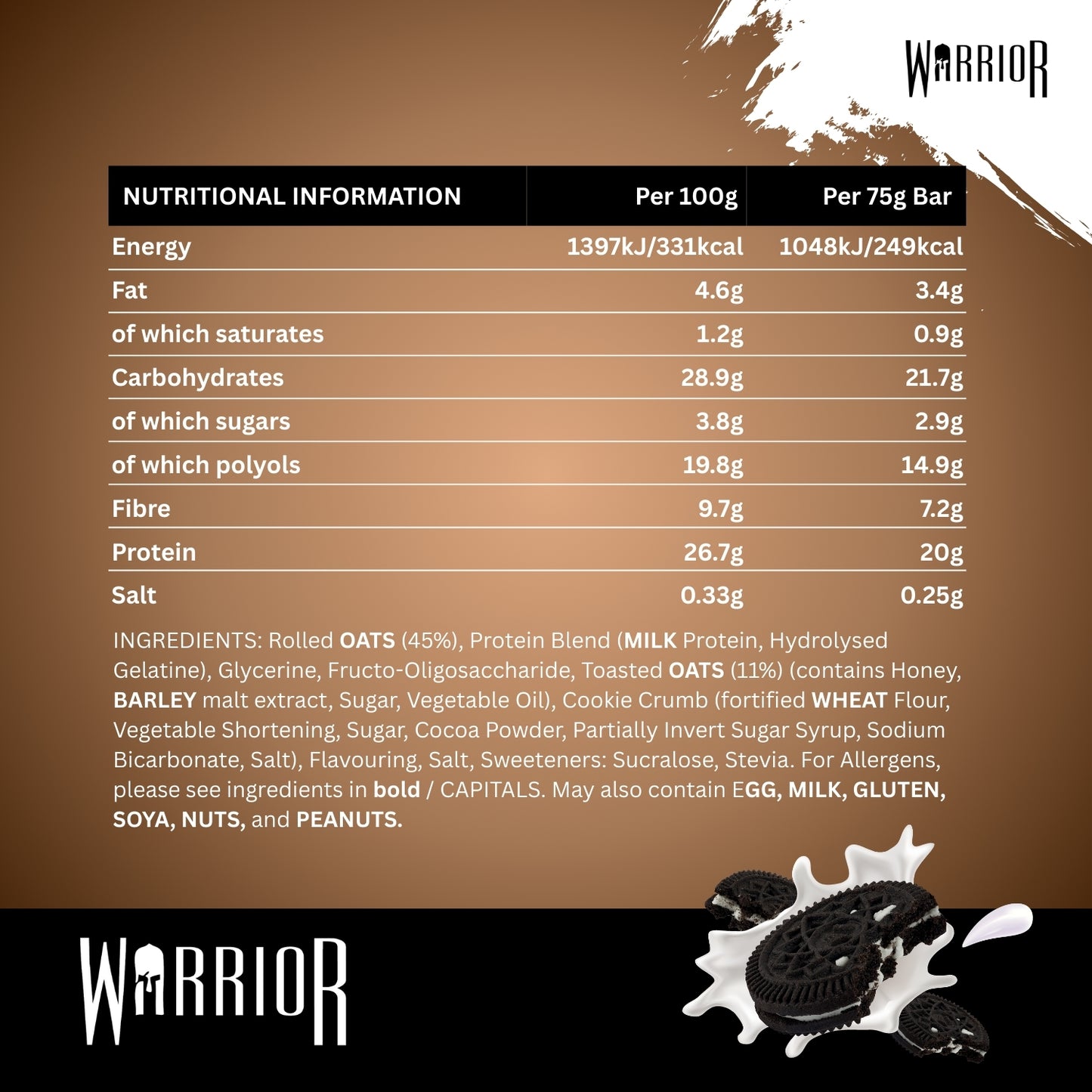 Warrior RAW Protein Bar - 24 x 75g Bars