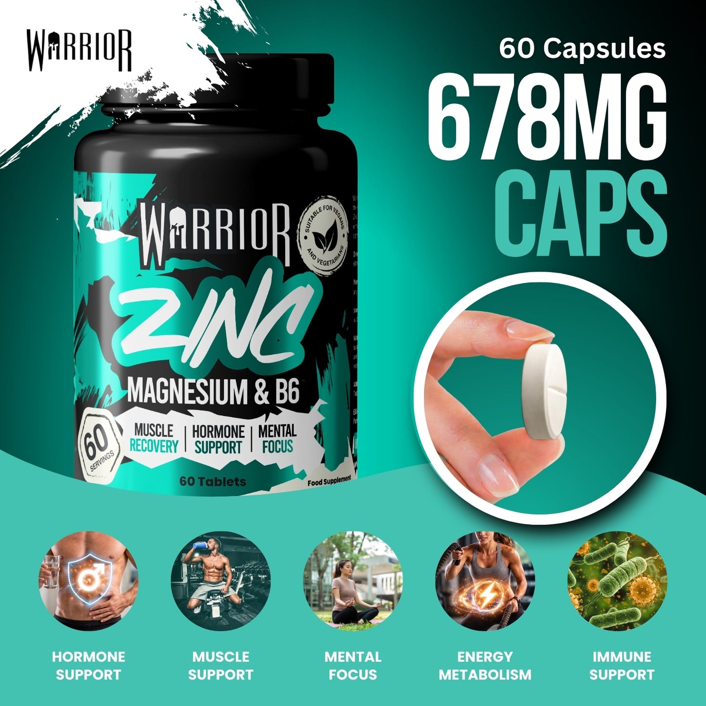 Warrior Zinc Magnesium and B6 - 60 Tabs