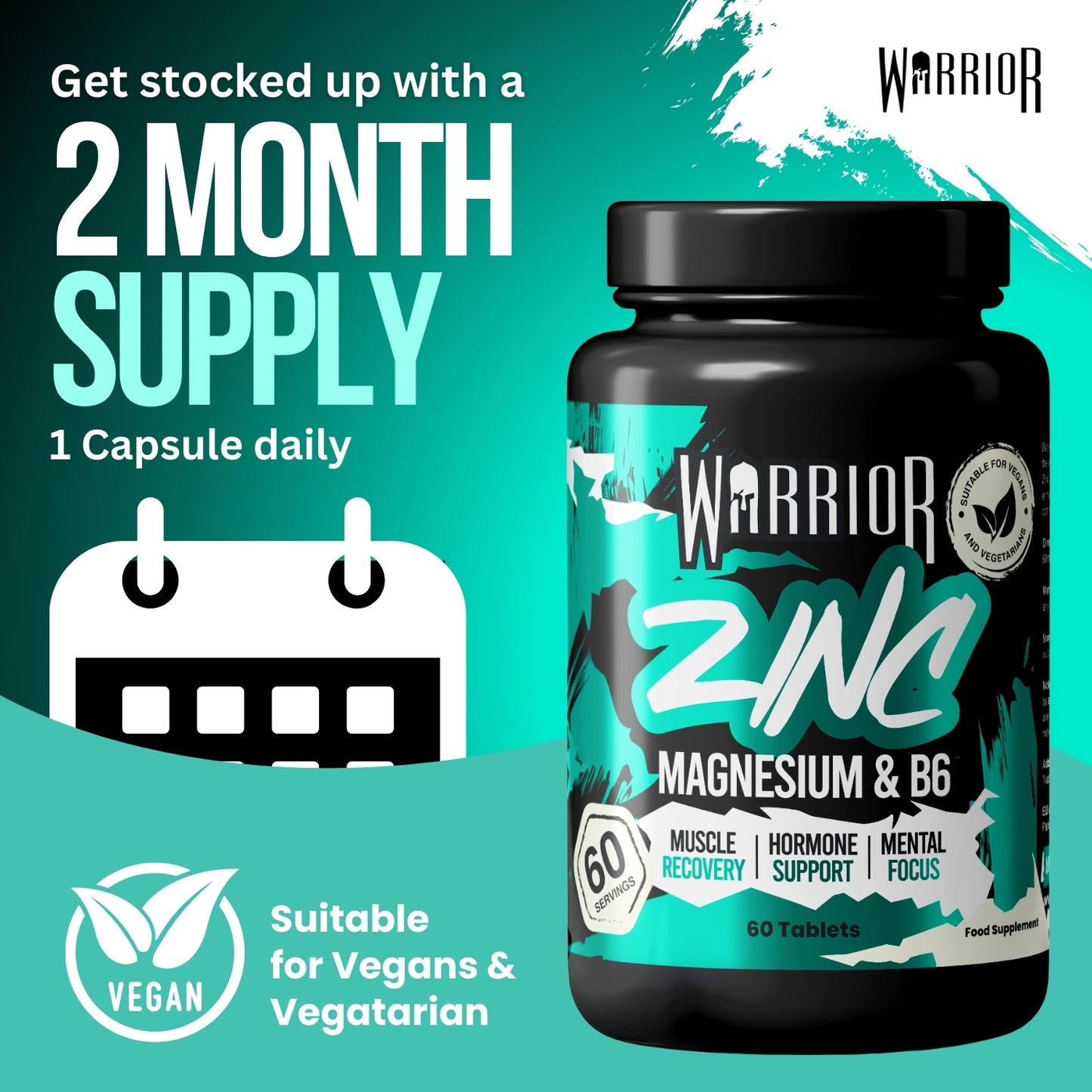 Warrior Zinc Magnesium and B6 - 60 Tabs