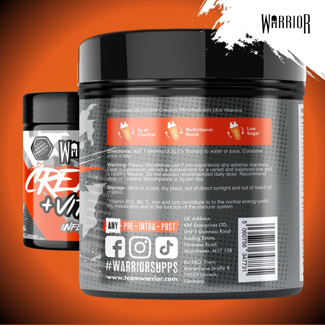 Warrior Creatine Plus Vitamins Unflavoured - 80 Servings